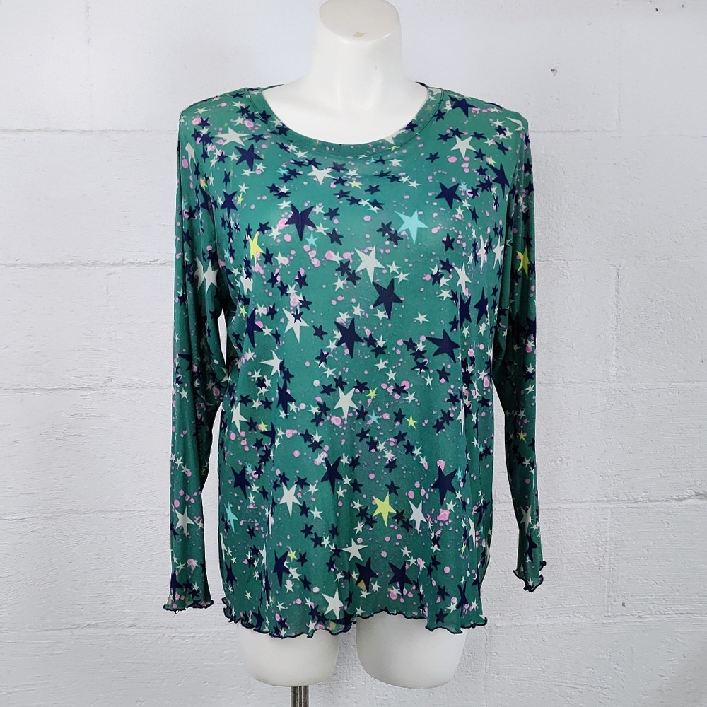 LOGO Layers Ryder Mesh Star Print Top